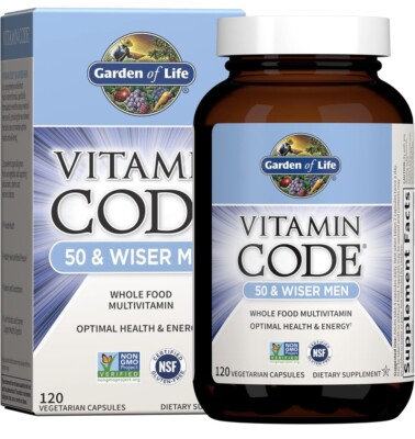 Garden of Life Multivitamin for Men Code 50 & Wiser Men's Raw Whole Food Vitamin