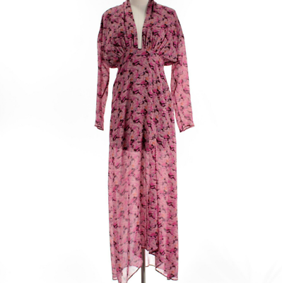 IRO NWT Nollie Long Sleeve Semi-Sheer Maxi Dress Size 38 US 6 in Pink/Multi  | eBay