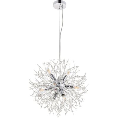 Kitchen or Living Dining Room Chandelier Chrome and Crystal 8 Light Fixture 20''