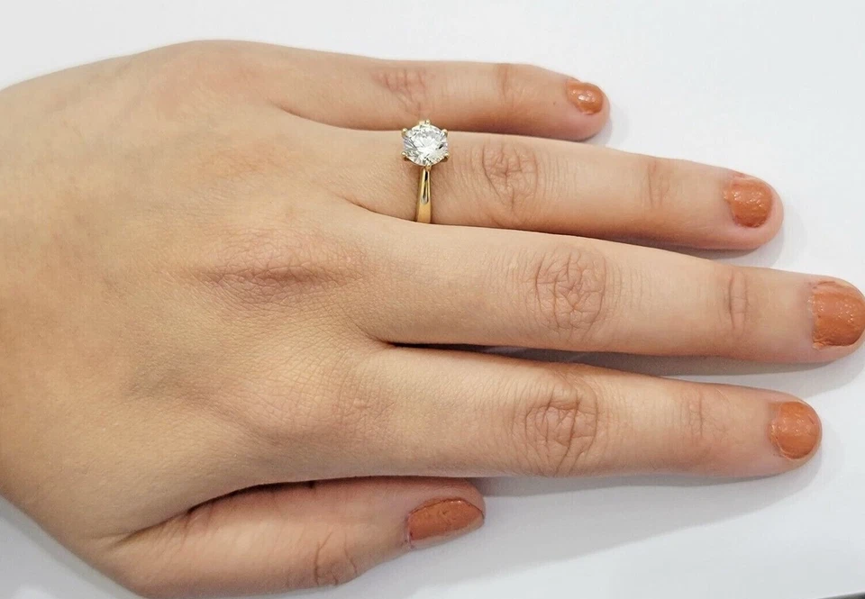 10K 黄金女士单颗戒指女式休闲乐队出售真品全新 — 第 2/4 张图片