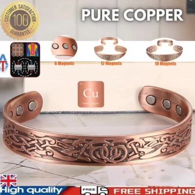 Mens Viking Copper Magnetic Bangle Bracelet Pain Relief Arthritis Carpel Tunnel