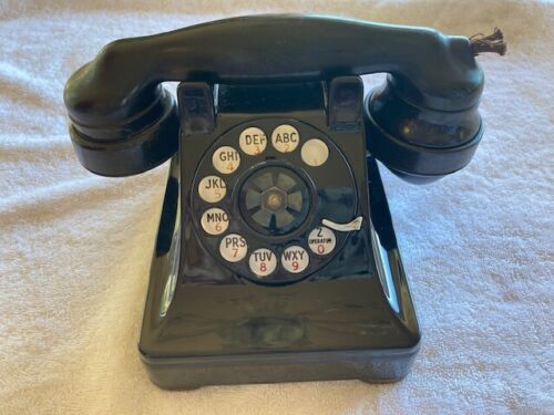 1937 Western Electric "Short Ears" Black model 302 Desk Telephone Bell System - Picture 1 of 13