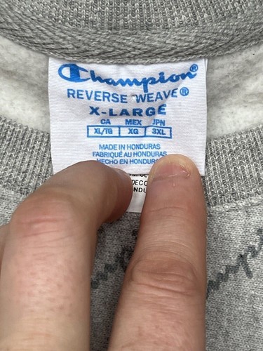 Champion Reverse Weave Bluza z okrągłym dekoltem Dorosły XL Szara All Over Print - Zdjęcie 3 z 6
