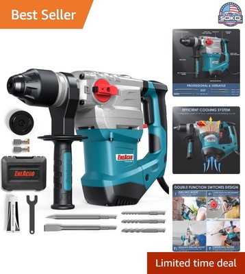 Powerful SDS-Plus Rotary Hammer Drill - 13 Amp, 4 Functions, Vibration Control