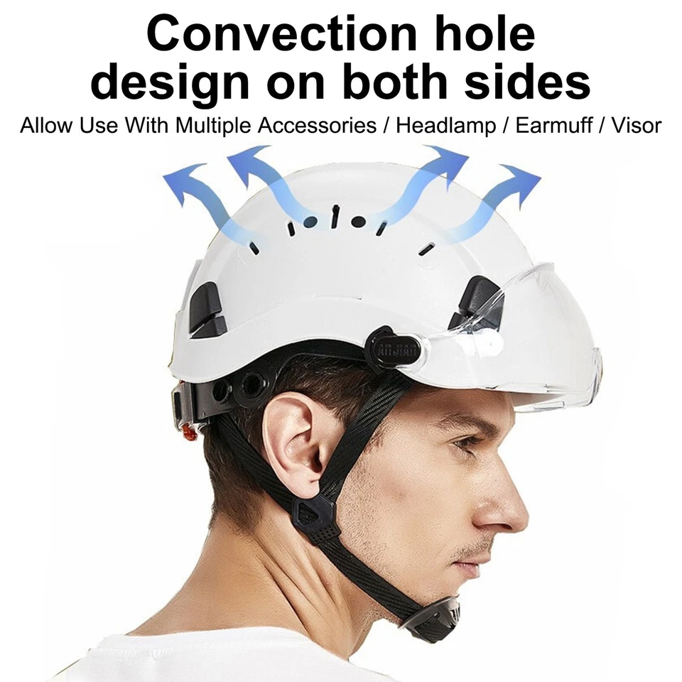 Casco de Escalada con Visera Transparente Ajustable Construcción Seguridad Ventilado Foto 4 de 4