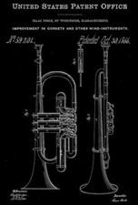 1866 - Cornet - Wind Instrument - I. Fiske - Patent Art Magnet