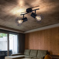 Deckenlampe Deckenleuchte Wohnzimmerlampe Strahler Verstellbar Gitter Schwarz