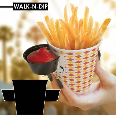 24oz Walk-n-Dip Paper Food Containers with 3.25oz Portion Cups