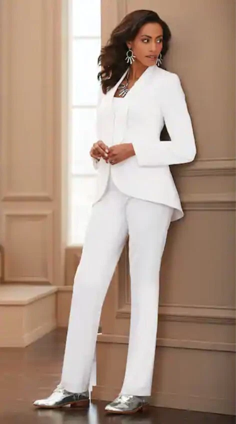 16W Midnight Velvet White Formal Dress Wedding Bride Paulene Lace Cape Pant  Suit