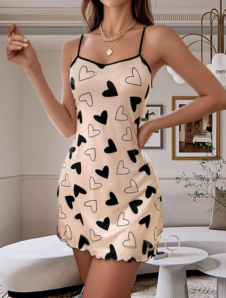 Roupa de dormir feminina sexy cetim chemise lingerie cami vestido slip roupa de dormir - Imagem 3 de 4