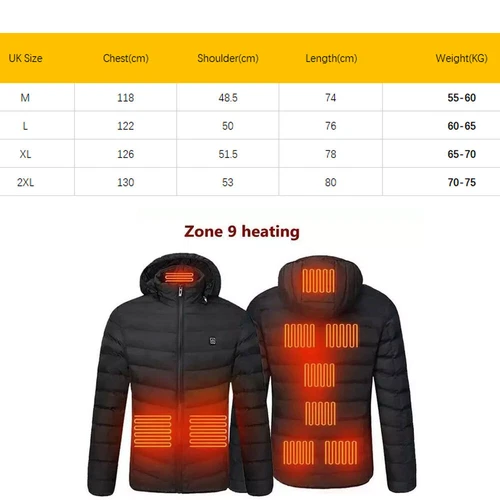 Men Women Electric Coat Heated Jacket USB Winter Warm Up Heating Pad Body Warmer - Picture 2 of 17