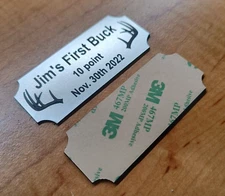 Custom Engraved Brushed Silver Finish Buck Plaque 1st Deer Doe Bull Antlers