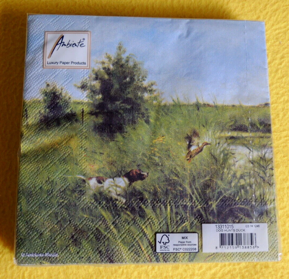 20 Servietten Jagd Hunde Enten DOG HUNTS Wiese Teich1 Packung OVP Ambiente - Bild 2 von 4