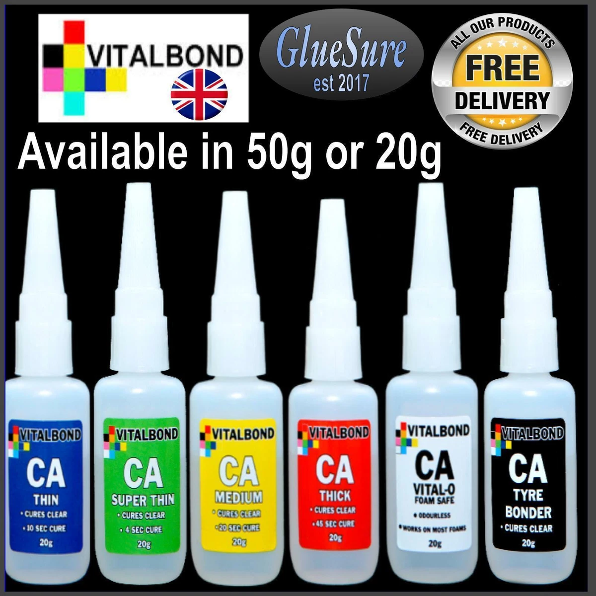 Vitalbond Super Glue model cars plastics,metal,balsa wood,leather,No  mixing, DIY