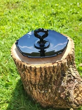 Vintage Black Amethyst Glass Tidbit Serving Dish Smaller 6 1/8" Size Unmarked