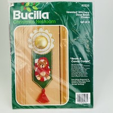 Bucilla Christmas Heirloom 82233 Bears Candy Canes Felt Door Knob Covers Kit