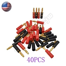 40PCS 4mm Gold Plated Banana Plugs Audio Jack Speaker Wire Cable Screw Connector