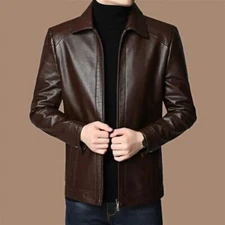 Men Leather Suit Jacket Slim Blazer Pu Coat Fashion Leather Jacket Streetwear Ca