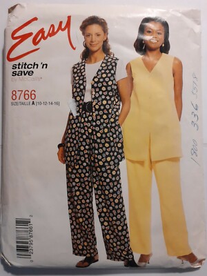 McCall's Stitch N Save 8766 Vest Pull On Pants Sewing Pattern Ladies 10 12 14 16