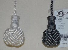 Curtain & Chair Tie Back -38" Cording w/ 2" Knotted Byzantine Tassel - 2 colors!