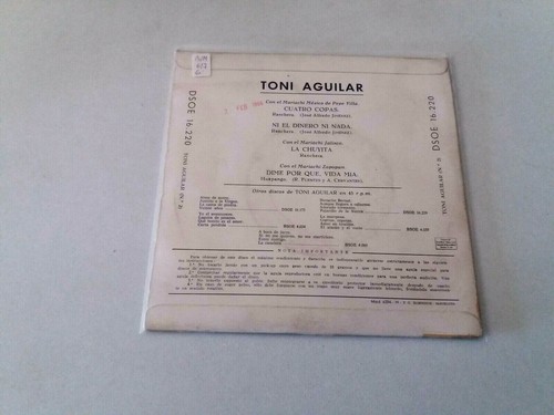 TONI AGUILAR "ASI CANTA" 7" EP VINYL BE/G MBE/VG - Picture 2 of 2