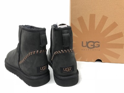 UGG Australia Classic Mini Stitch Deco Boots Black Leather