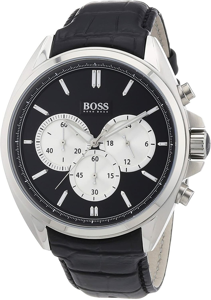 Hugo Boss Men's Black Leather Chronograph Watch 1512879