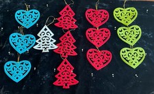 13 Felt Christmas Hearts  Trees Ornaments