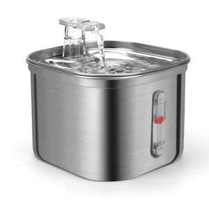Fontaine d'eau pour chat animal de compagnie automatique en acier inoxydable 74oz/2.2L- USB Port