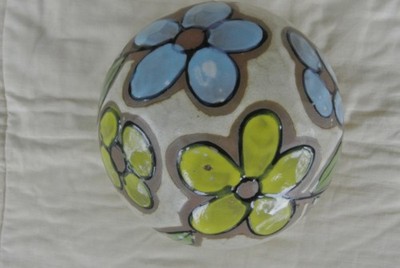 Vintage MCM Handmade Ceramic Hanging Planter Abstract Boho Cache Flowers pot