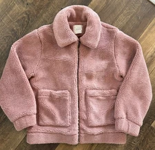 Elodie Women's Pink Oversized Sherpa Teddy Jacket with Pockets Size Large