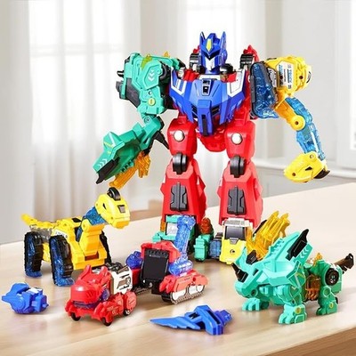 VEAIS Magnetic Transform Dinosaur Robot Toy 6 in 1 STEM Vehicles New