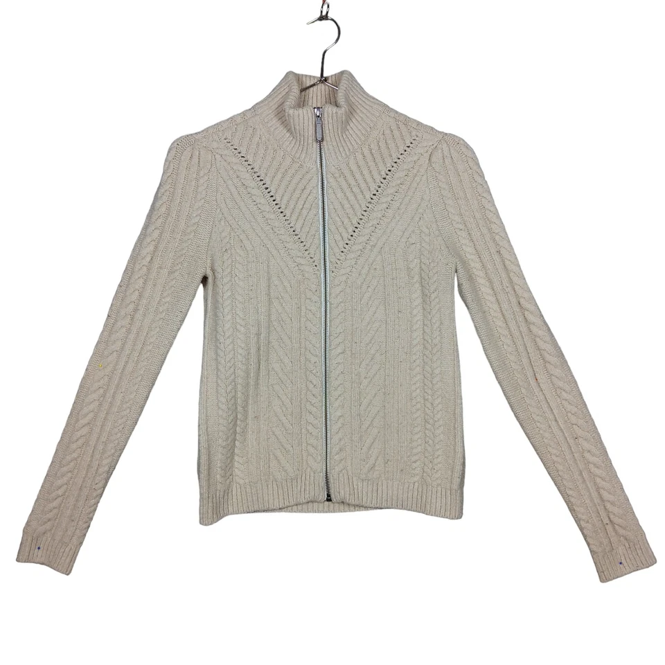 Suéter Tejido con Bisagra Talla XS Beige Cremallera Mezcla Algodón, Poliéster y Acrílico Foto 3 de 4