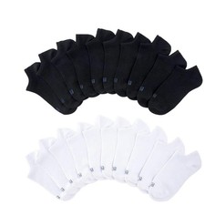 KBell Ladies' No Show Sock, 10-pair, Black/White, Size 4-10 4-10, Black/White