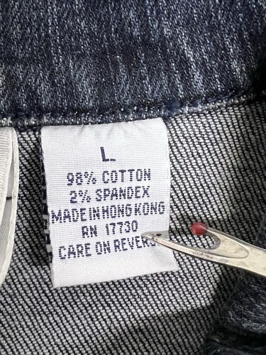 Vintage Womens Denim Jacket FG Field Gear Size Large Dark Wash Stretch Trucker - Picture 5 of 7