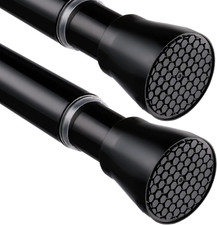 2 Pack Black Tension Curtain Rod for Windows 28 to 48 Inch,7/8"Small Shower Curt
