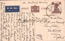 1942 WWII  Lt RF Creer 10th Lancashire Fusiliers field post card From India R016