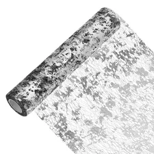 33 Feet Table Runner, Sequin Foil Thin Mesh Metallic Table Runner, Black Silver