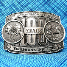 Telephone Industry 100 Year 1876 1976 Commemorative Belt Buckle Vtg Lewis.TWY446