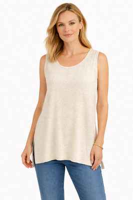New Sympli Call It A Day Tank Top Size 8 Sleeveless White Quiet Luxury Lagenlook