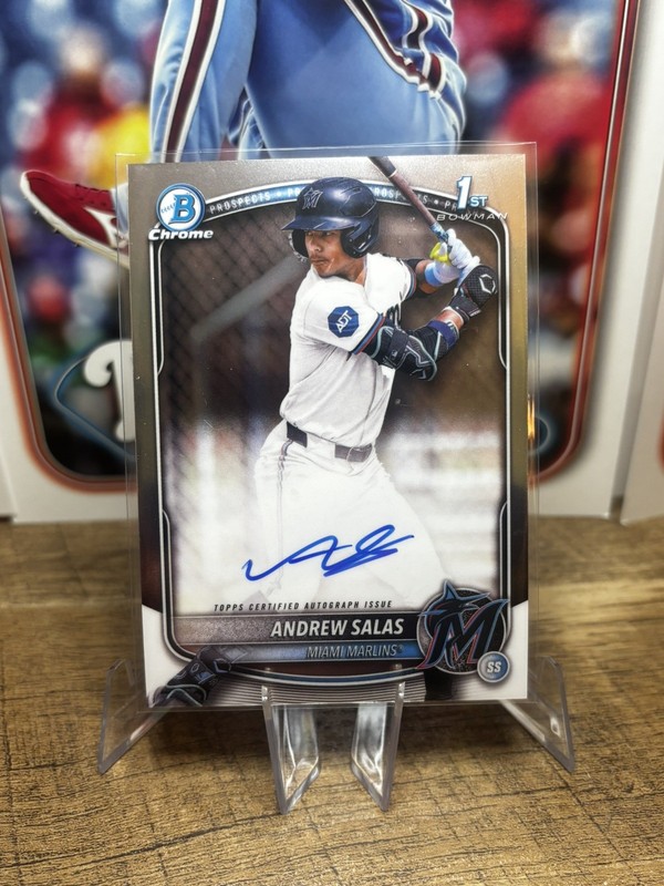 🔥 Andrew Salas AUTO 1st Prospect!! 🔥-  2025 Bowman Chrome #CPA-AS Marlins