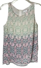 CAbi Tank Top Size Small S #250 Mosaic Pink Green Blue Tier Layer Sleeveless