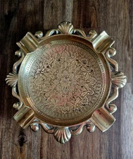 Vintage Heavy Brass Cigar Ashtray Mid Century Modern 