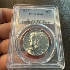 John F. Kennedy Silver Half Dollar PCGS President Bullion 40% MS64 JFK 1969-D