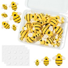 Tiny Resin Bees for Crafts,32Pcs Small Plastic 25mm, 19mm, 14mm, yellow