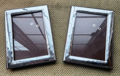2 Beltrami Miro Silver 4 X 6 Photo Picture Frames Double Beaded Border 5'' X 7''
