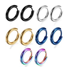 5 Pair Men Women Small Hoop Earrings Stainless Steel Cartilage Piercing Tragus