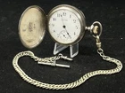Antique Waltham Sterling Pocket Watch & Chain 16S 17J Multi-color Hunting Case