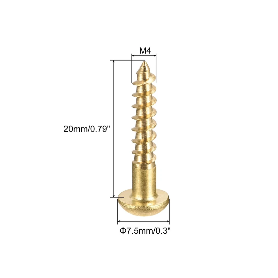 Legno Viti M4 x 20mm Intaglio Rotondo Testa Ottone Autofilettante Vite 50  pz - Bild 2 von 4