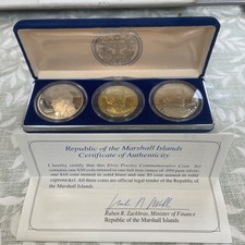 Marshall Islands 1993 ELVIS PRESLEY proof coin set. $50, $10 & $5 with COA